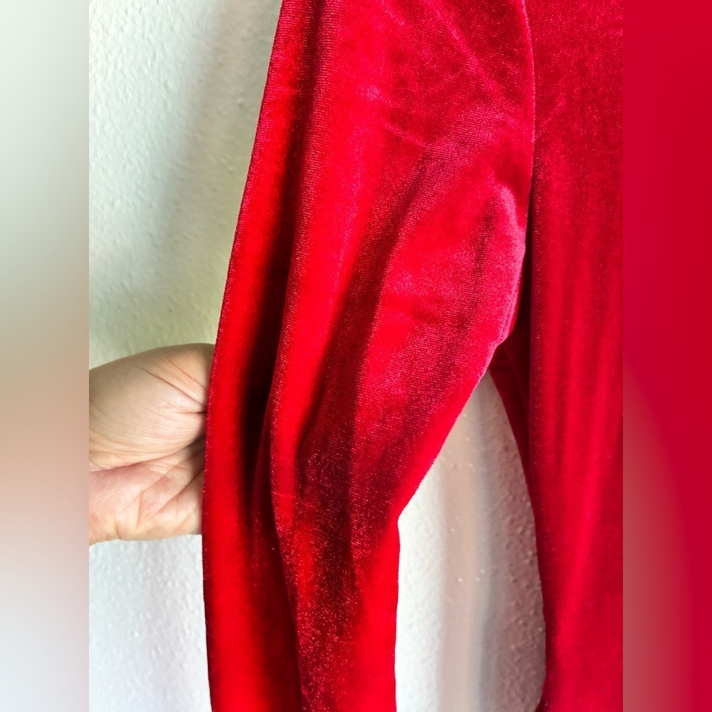 SHEIN Vibrant Velvet Red Holiday Dress - Picture 6 of 7